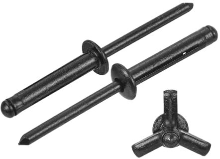sourcing map 100 Stück 3/16 Zoll x 2,5 cm Aluminium Rundkopf Tri Grip Nieten Sortiment Birnen-Stil Nieten für Heimwerker, Blech, Autoreparaturen, Möbel, Marine Boot (schwarz)