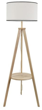ValueLights | Natural Wood Tripod Floor Lamp with Storage Shelf and Black Trim Drum Shade Living Room Lounge Light | Floor Lamps, Home Décor & Improvement Essential