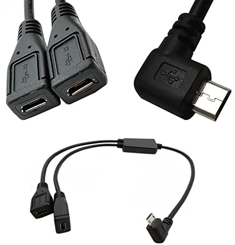 Cavo splitter Y da 5 pin maschio a 2 femmine 2 in 1 adattatore per ricarica e dati, cavo splitter e micro USB da 30 cm