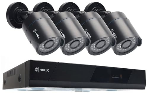 Hirix 1080P 5MP 4 Channel AHD Kit CCTV, Anti-Theft CCTV Security Camera System with 500GB HDD, Recording Night Vision Detection Camera
