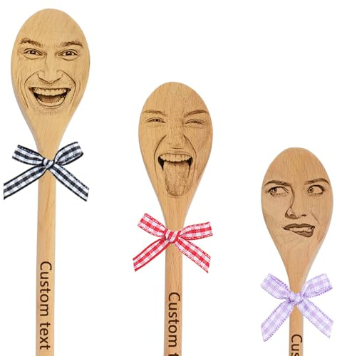 Personalized Face Engraved Wooden Mixing Spoon,Your face on a Spoon Gift, Custom Name Photo Picture Mixing Spoon Gift,Customized Your Friend Photo face on Spoon Birthday Housewarming Gift (style1)