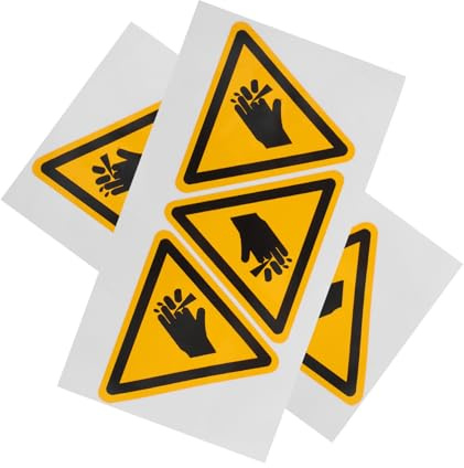 MUSISALY 6pcs Waterproof Hand Injury Warning Labels Adhesive Stickers Industrial Machinery Caution Signs for Workplace Safety Forewarning Signals High Adhesion, 80mm Equilateral Triangle, Risk Alert