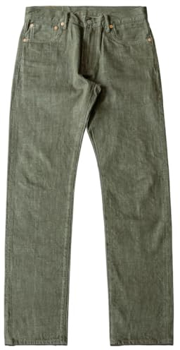Red Tornado Straight Fit 14oz Selvage Denim Pants in Green 34