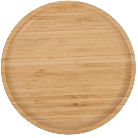 CIYODO Plateau à Fruits en Bois Rond 25 Cm Assiette de Service en Naturel Plateau de Rangement Alimentaire Adapté la Maison Restaurant et Hôtel Pratique