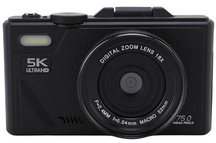 5K Digital Camera for Photography, 75MP 5K Ultra HD Video Camera with 18X Digital Zoom Cameras, AI Autofocus, WiFi, Lightweight for Travel, Camping, Hiking (32G)