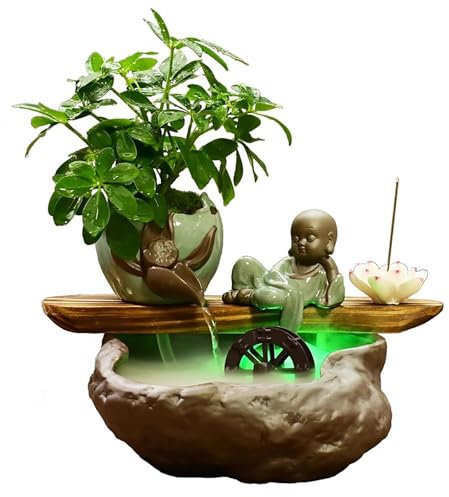 Fontana da Interno Tavolo con Luce, Piccola Giardino Zen da Tavolo con Acquario per Casa, Ufficio, Attività Commerciale e Decorazione per Meditazione