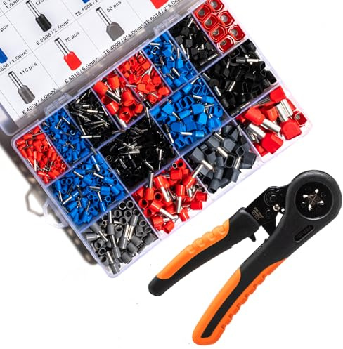 JOYELEC 1750 Pezzi E/TE 0.5-10mm² Crimpatura Capicorda Elettrici，Contenente Terminali Elettrici,ghiere per terminali estremità di cavo gemelle, adatti per Circuito domestico industriale
