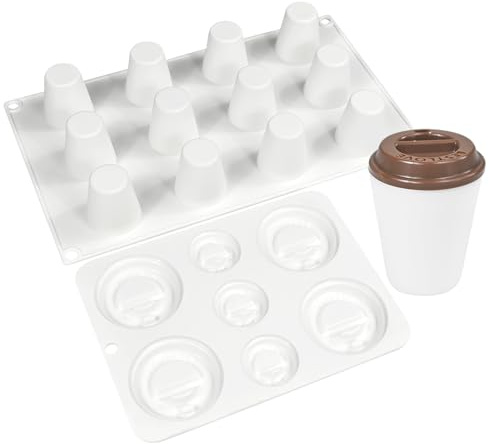 Silikon-Formen für das Backen von Mousse-Kuchen, 3D-Silikon-Backformen für Kuchen, Französische Dessertform für Gebäck, Eis, kleine Kaffeetasse & Deckel