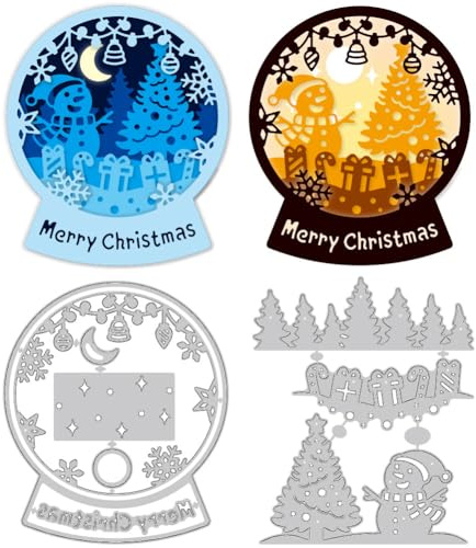 DELORIGIN Weihnachts Kristallkugel Stanzformen Für Die Kartenherstellung Schichtig Stanzschablonen Aus Karbonstahl Scrapbooking Prägevorlage Für Weihnachtsgrußkarten Einladungen Geschenkdekor