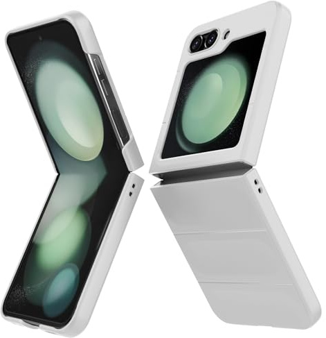 BonYonka Funda para Samsung Galaxy Z Flip 5, Case de PC Resistente a Golpes y Arañazos, Funda Integral con Protección para La Cámara, Blanco