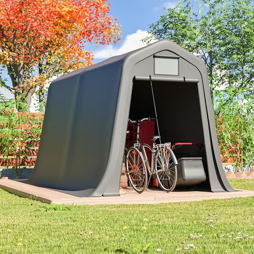 Garagetält (213 x 366 x 225 cm), carport vattentät med ventilationsöppningar och markpinnar, förvaringstält för cyklar, trädgårdsredskap, motorcyklar, tältgarage för trädgårdar, terrasser
