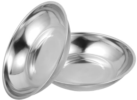 VOSAREA 2 Pezzi Vassoio di Pesatura Industriale in Acciaio Inox 25 Cm per Bilancia Meccanica da Cucina, Piatto di Ricambio per Bilancia a Padella, Uso Professionale e Laboratorio