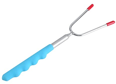 OEBUAFI 5 Palitos Telescópicos para Asar Barbacoa, Pinchos Retráctiles de Acero Inoxidable para Perros Calientes con de Goma para Barbacoa de Fiesta de Camping