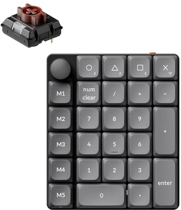 Keychron K0 MAX Teclado Numérico Inalámbrico Low-Profile, 27 Teclas, 1000Hz Polling Rate, Numpad Programable, 2,4 GHz/Bluetooth 5.3 / USB-C, Knob, Intercambiable en Caliente, Interruptore Marrone