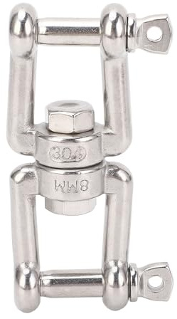 Shuoshenm Stainless Steel Double Ended Swivel Shackle, Boat Swivel Double Shackle, 8 Shaped Ring Connector with Polished Finish for Marine Use on Ships Boats Yachts (8mm)