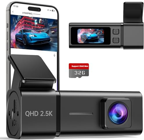 Dash Cam 2.5K WiFi Dash Camera for Cars, 1.47” IPS Screen Dashcam with App