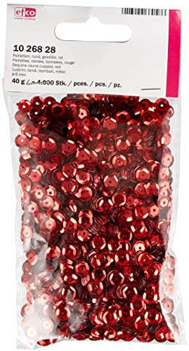 Efco Runde, vertiefte Pailletten, rot, 6 mm, 40 g, 4.000 Stück