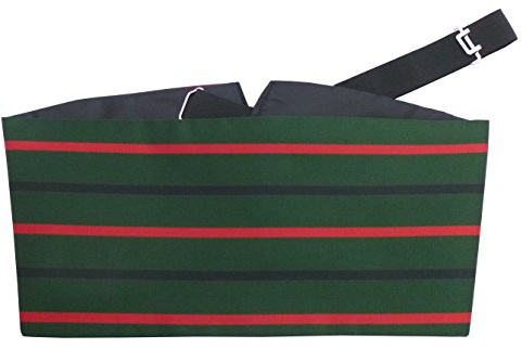Royal Green Jackets Regimental Kummerbund-Set (inkl. Fliege und Einstecktuch), Grün, Schwarz, Rot, Cummerbund ONLY