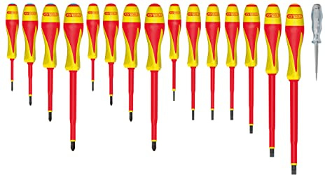KS Tools 922.6219 Ultimate Jeu de 16 Tournevis isolés | Jeu de 16 tournevis ULTIMATE bi-matière isolés 1000V, chrome vanadium, vissage précis