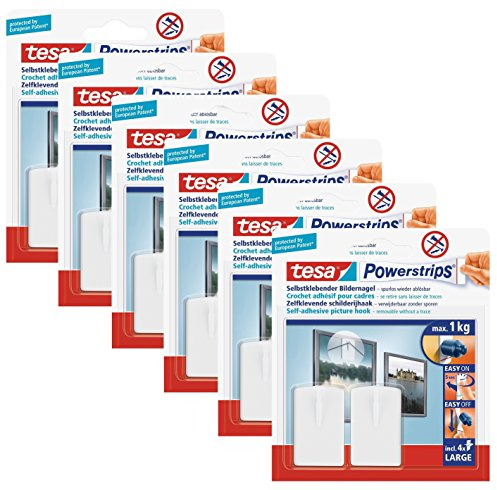 tesa Powerstrips Bildernagel, selbstklebend (12 Stück, weiss)