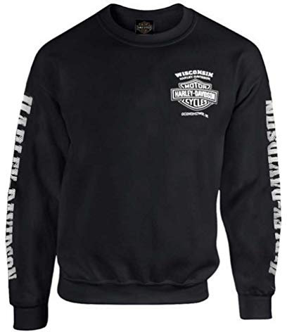Harley-Davidson Men's Lightning Crest Fleece Pullover Sweatshirt, Black