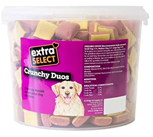Extra Select Crunchy Duos Dog Treat Biscuits in a 1ltr Bucket (approx 120 biscuits)