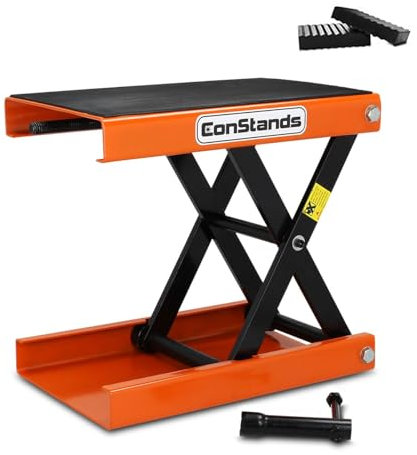 ConStands - Motorrad-Hebebühne Kompatibel mit Yamaha XVS 950/1300 A Midnight Star Hydraulisch inkl. 2 Distanzstöcke Orange