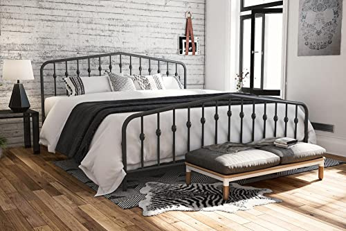 Novogratz Bushwick Metallbett Graublau Super-Kingsize, 210 x 198 x 107cm (L x W x H)