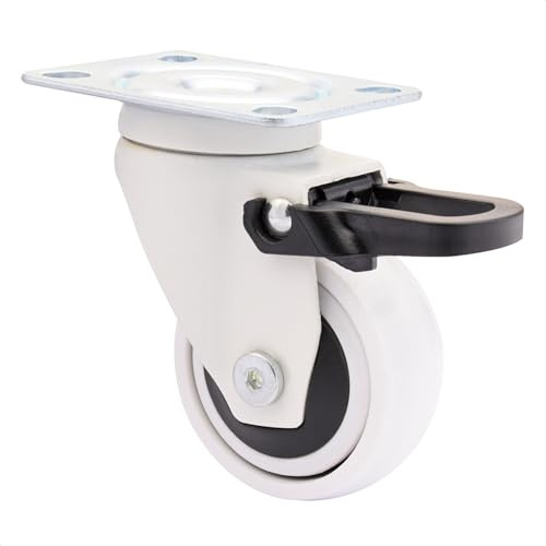WAGNER Design - 3C - Lenkrolle/Möbelrolle - weiß, Softlauffläche, Durchmesser Ø 50 mm, Bauhöhe 75 mm, Total-Feststeller, Kugellager, Tragkraft 50 kg - 01235101