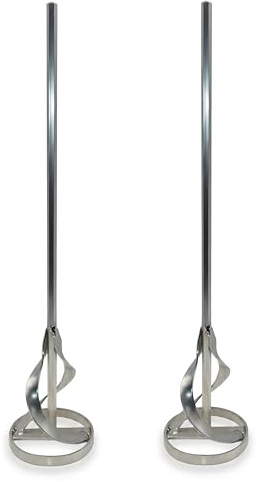 2er Set DEWEPRO Rondenrührer 80 x 400 mm – Farbrührer verzinkt mit Ring & Spiralkopf – Rührquirl mit 6-Kant 8 mm Aufnahme für Farben, Lacke, Lasuren & Flüssigkeiten