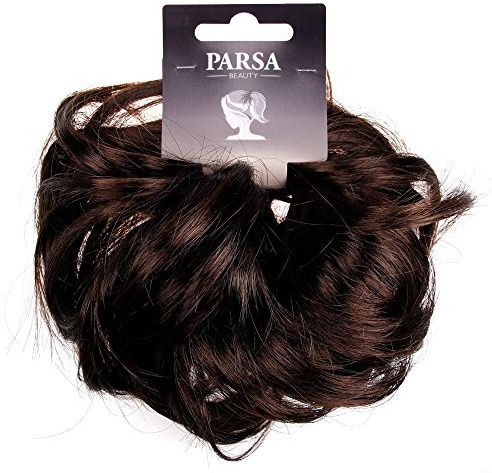 PARSA BEAUTY Hair Art Haarteil Haargummi Haare Dunkelbraun für Hochsteckfrisuren Brautfrisuren Dutt