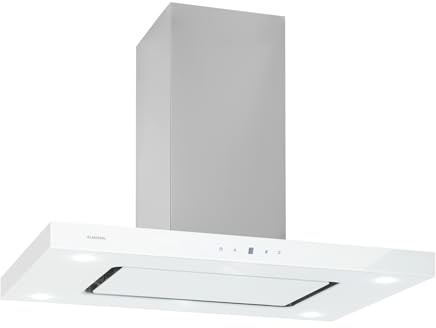 Klarstein Valeria Campana extractora aislada - Extractor de humos, 230 W, Absorción de 650 m³/h, 3 niveles, Iluminación LED, Panel táctil, Pantalla LED, Vidrio, Acero, Blanco