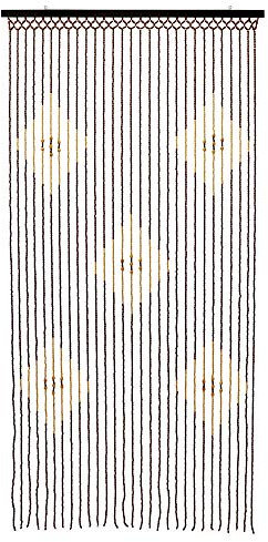 JVL Tuscany Hanging Diamond Wooden Beaded Door Curtain Screen, 90cm x 180 cm, Multi, 90 x 180cm approx, 11-089DI
