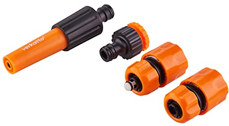 Mivos Juego de Riego de Jardín, 4 piezas/Boquilla Ajustable, Conector de grifo de 1/2 y 3/4, Adaptador, Conector para Manguera de Agua de Jardín/Juego para el Riego de Jardín y Plantas