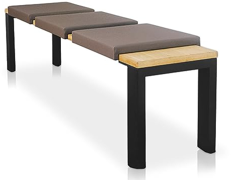 Lycce Bankauflage Klemmkissen 2 Leisten, Sitzkissen Kunstleder Taupe, Banktiefe 37 cm
