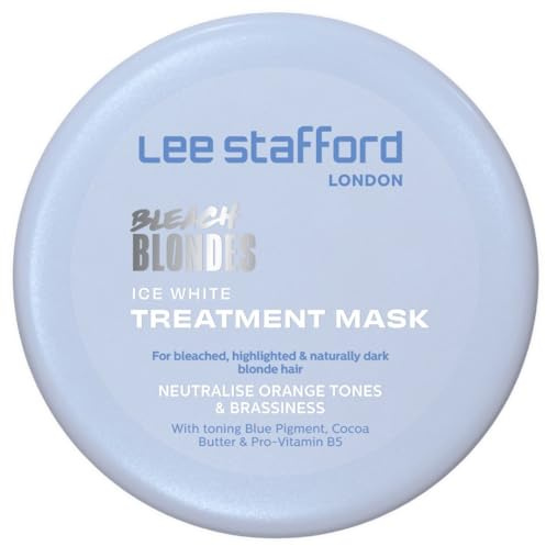 Lee Stafford Blue Toning Hair Mask | Bleach Blonde Ice White Collection - Best Conditioning Mask, Corrects Brassy & Orange Tones, Great for Dark, Highlighted, Cool Hair, 6.7 Fl Oz