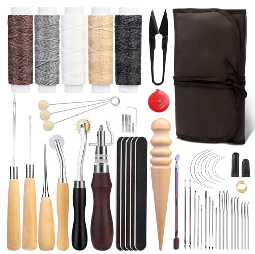 NAMOON 55PCS Leather Sewing Kit Leather Working Tools DIY Craft Tools
