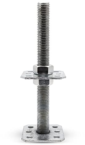 DOJA Barcelona | Verstellbarer Pfostenträger | 80 x 250 | M24 | Pfostensockel Aus Verzinktem Stahl | Stützenfuß Höhenverstellbar | Vertikaler Pfostenanker Höhenverstellbar für Garten, Terrasse, Zäune