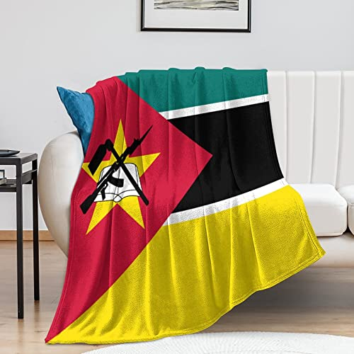 Manta de forro polar con bandera de Mozambique, manta de forro polar esponjosa antiestática de microfibra novedosa para ropa de cama, sofá y decoración del hogar de viajes, 40 x 50 pulgadas