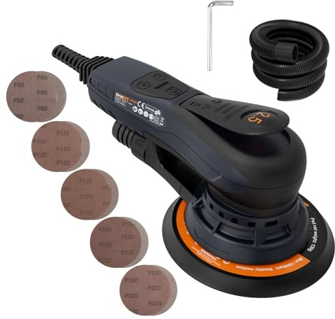 MAXXT Electric 2.5mm Random Orbital Sander Brushless 350W 3A Multi-function Variable Speed Electric Corded Orbital Sanders Machine with 10 Sanding Paper for Woodworking (R7303-2.5mmOrbit)
