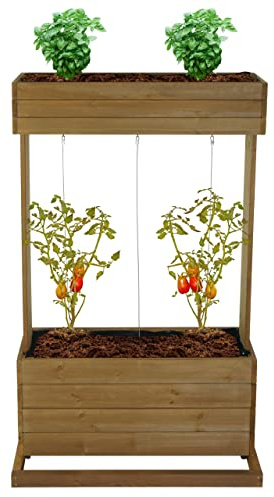 Mendler Hochbeet HWC-L72 145x85x50cm Outdoor Tanne Holz, braun | Pflanzkasten, Rankhilfe, Pflanzkübel, Blumenkasten, FSC®