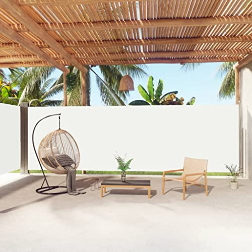 puraday 200x1000 cm Seitenmarkise Ausziehbar Creme Terrassen-Sichtschutz Stilvolle Seitenmarkise Sichtschutz Balkon Seitenwand Wind- Und Sonnenschutz Sichtschutz Und Einfache Installation