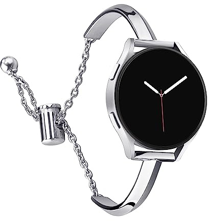 GOBY Bracelet pour Galaxy Watch 7, 20mm Bling Bracelet Montre Remplacement Métal pour Samsung Galaxy Watch 7 40mm 44mm/5 Pro 45mm/6 40mm 44mm/6 Classic 43mm Femme(A-ARGENT)