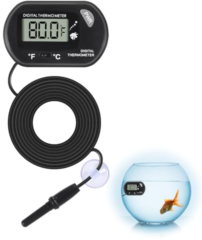 ALAMSCN 1PCS Aquarium Thermometer LCD Display Fish Tank Thermometer with Probe and Suction Cup for Fish Tank Reptile Terrarium