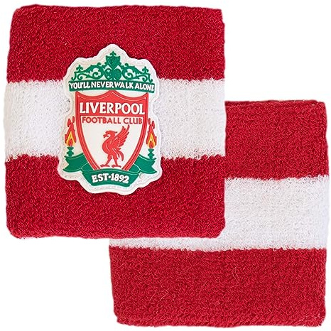 Hy-Pro officiellt licensierade Liverpool F.C. Bomullsarmband | 2-pack, svettband, barn, vuxna, unisex, fukttransporterande svettband, fotboll, löpning, sport, gym, tennis, träning