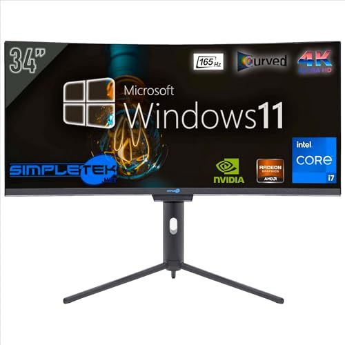 SIMPLETEK - PC All-in-One 34 4K Curvo 165Hz, Intel Core i7, Windows 10, GT730 4GB, 8GB RAM, SSD 240GB, Webcam 5MP, WiFi6