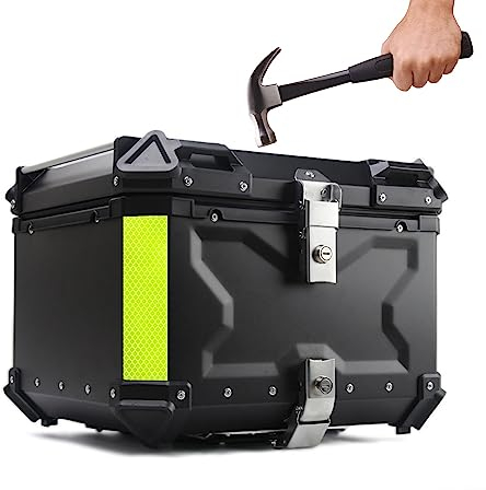 FUYAO Motorrad Top Case Aluminium, 45L 55L 65L 80L 100L Motorrad Heckkoffer Einbrecherschloss, Scooter Kofferraum Tour - Tragekoffer für Helm & große Gepäckstücke
