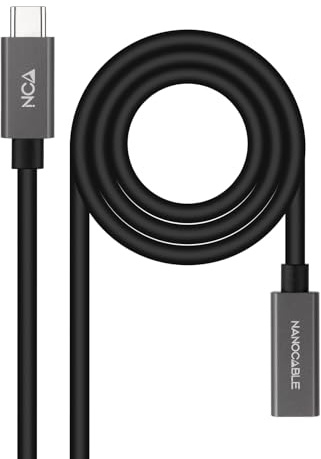 NANOCABLE 10.01.4402 - Cable Prolongador USB-C 3.2 Gen2x2 20Gbps 3A, 4K/60Hz, USB-C/M-USB-C/H, Negro, 2 m