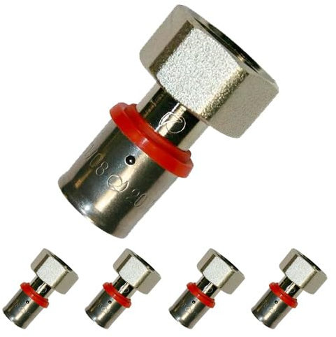 Suinga 5 x Racor loco 3/4 para Tubo multicapa 20 mm, uso con máquina prensadora, gris