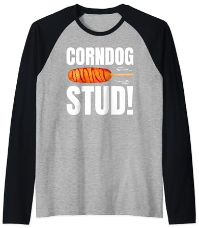 Divertente salsiccia in pastella di mais e farina di ma Maglia con Maniche Raglan